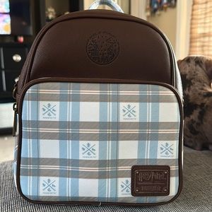 Loungefly Hogwarts Harry Potter backpack plaid blue and brown
